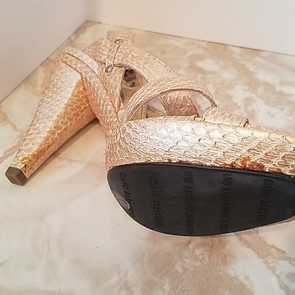 Luciano‎ Barachini Gold Snakeskin Sandals Sz 40 - Picture 5 of 8